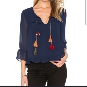 MISA Los Angeles Ruffle Tassel Blouse